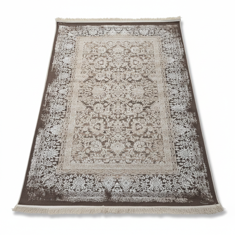 فرش مدرن شفق تبریز کرم کد 5605 نسکافه ای