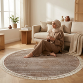 Shafagh Tabriz Round Carpet 500 Reeds Collection Shafagh Code 5609 Beige