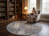 Shafagh Tabriz Round Carpet 500 Reeds Collection Shafagh Code 9248 Gray