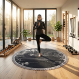 Shafagh Tabriz Round Carpet 500 Reeds Collection Shafagh Code 9208 Black Gray