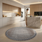 Shafagh Tabriz Round Carpet 500 Reeds Collection Shafagh Code 9250 Gray